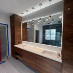 Modern bathroom vanity with pendant lights